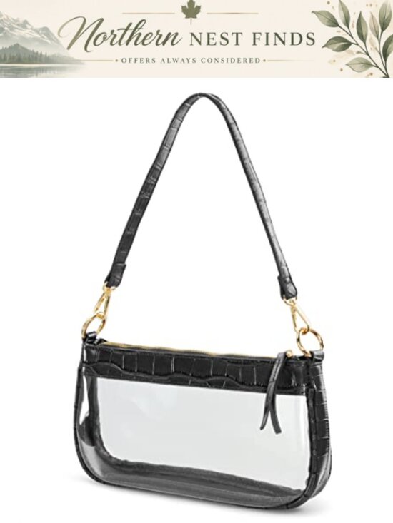 Handbags - Clear PVC Crocodile Crossbody Shoulder Bag 90s Vegan Leather Stadium Purse
